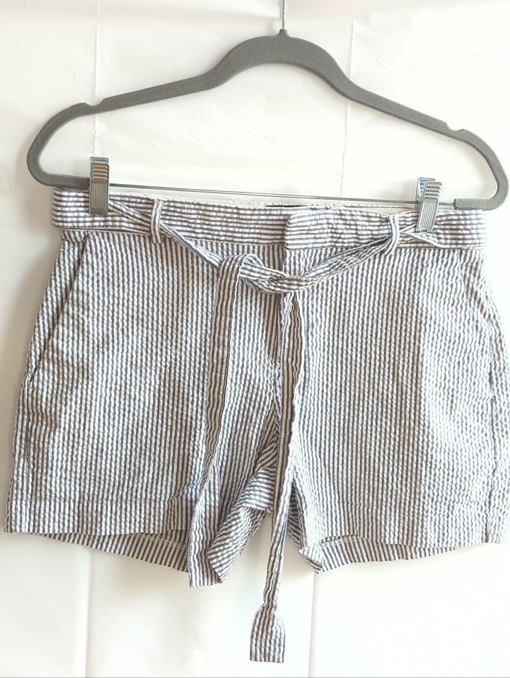 Banana Republic Blue & White Striped Seersucker Belted Shorts w Pockets Size 6
